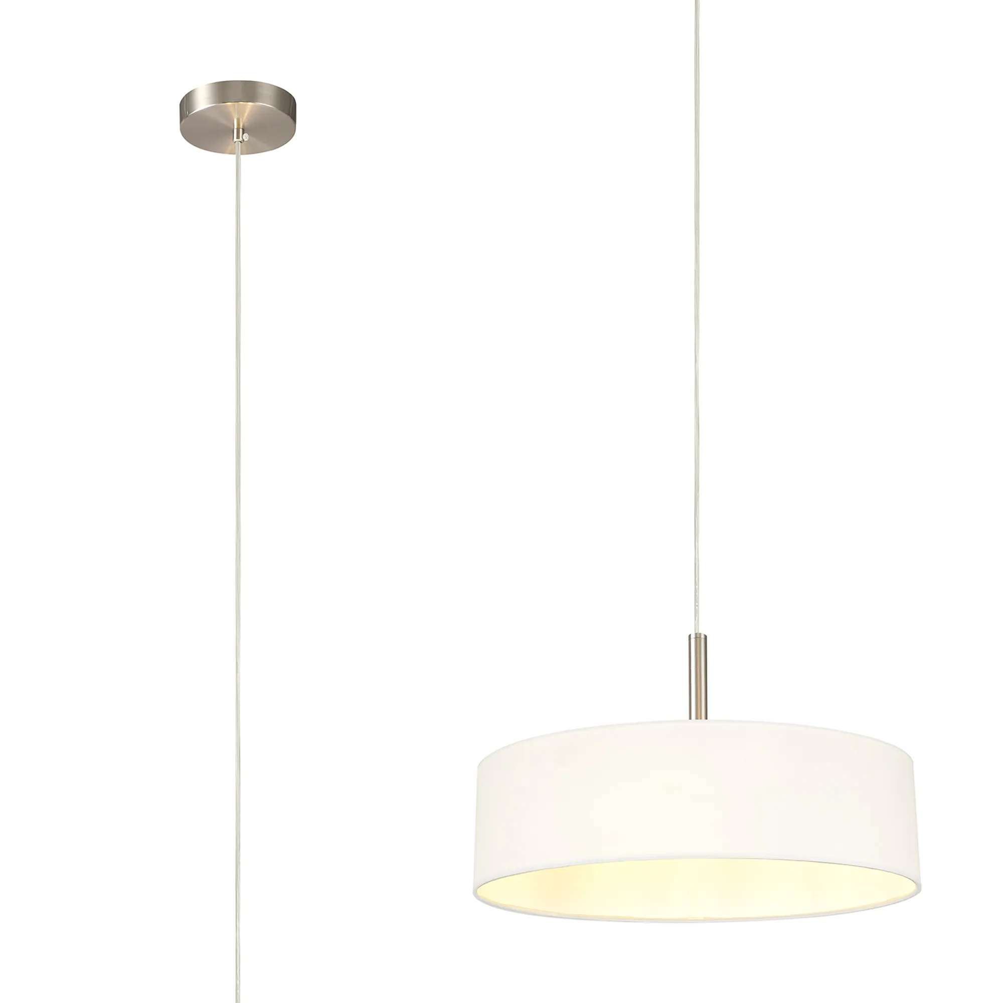 DK0721  Baymont 45cm 3 Light Pendant Satin Nickel, White